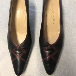 Silvia Fiorentina black and red leather heel